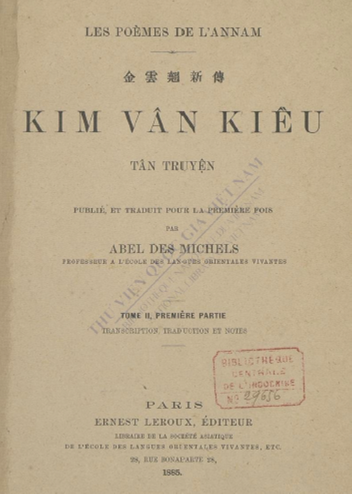 Lời giới thiệu bản dịch tiếng Pháp “Kim Vân Kiều tân truyện” của Abel des Michels